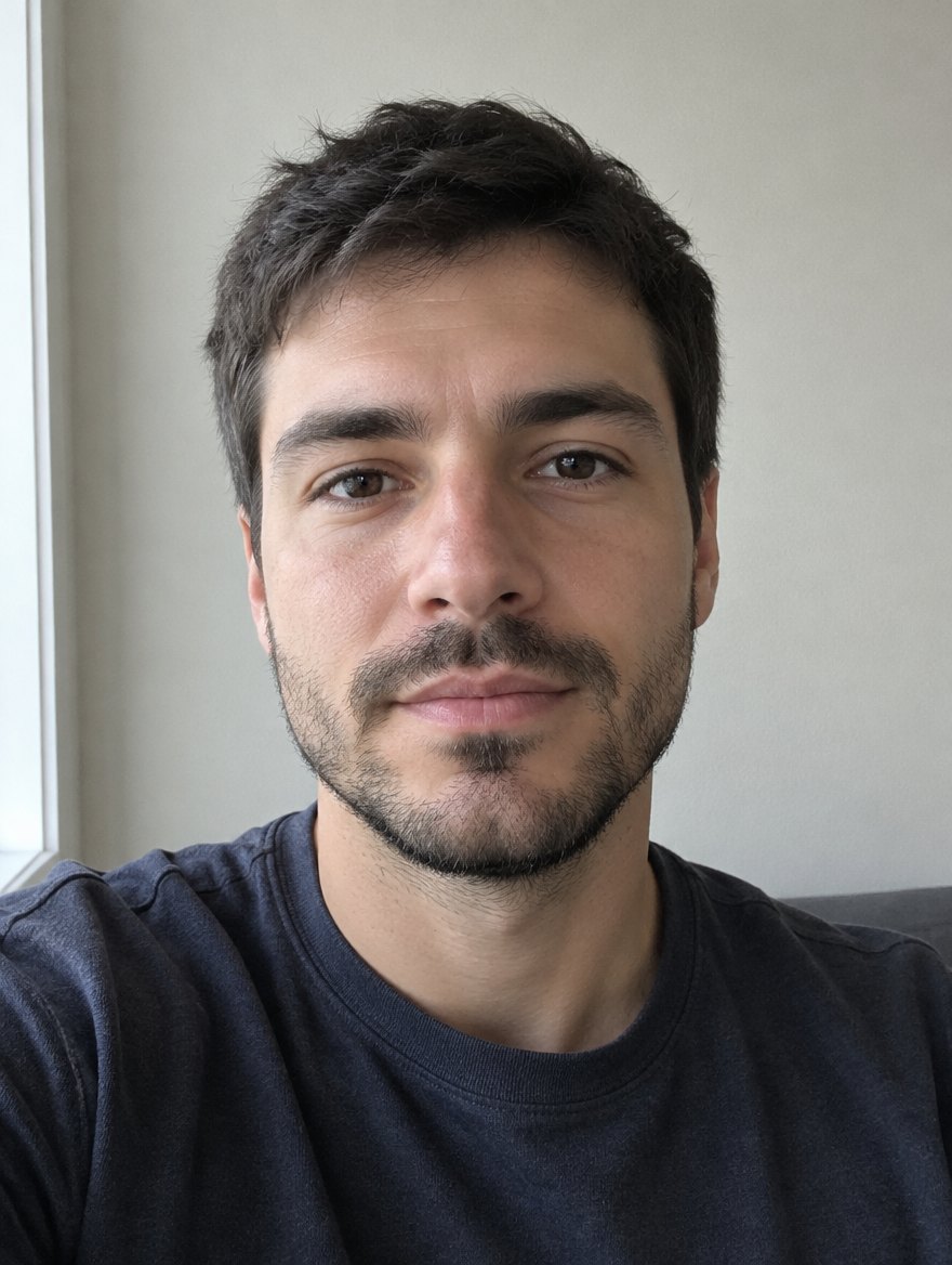 A person's photo, taken with the phone's front camera